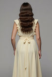 Apricot A Line V-Neck Maxi Work Dress with Silt