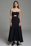 Strapless Black Cut Out A Line Formal Dress