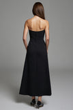 Strapless Black Cut Out A Line Formal Dress