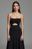 Strapless Black Cut Out A Line Formal Dress
