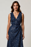 Sparkly Navy V-Neck Cocktail Dress