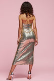 Strapless Sparkly Sheath Golden Party Dress