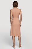 Orange Sheath Grey Green Midi Work Dress