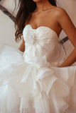 Strapless White Tiered Homecoming Dress with Ruffles