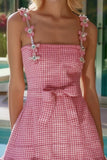 Pink A Line Spaghetti Straps Mini Dress with Bows