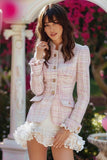 Light Pink Long Sleeve Tight Mini Dress with Ruffles
