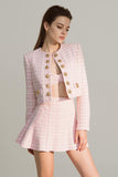 2-Piece A Line Pink Tweed Skirt Suit