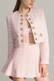 2-Piece A Line Pink Tweed Skirt Suit
