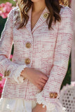 Light Pink Long Sleeve V Neck Ruffled Mini Dress