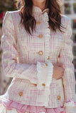 Light Pink Ruffled High Neck Mini Dress with Long Sleeves