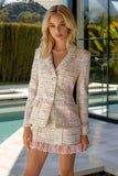 Light Pink Tweed Long Sleeve 2-Piece Mini Dress