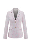 Light Pink 2-Piece Tweed Notched Lapel Mini Skirt Suit