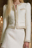 White 2-Piece A Line Tweed Mini Tea Party Dress