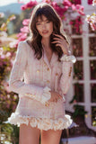 Light Pink Long Sleeve Garden Party Dress with Ruffles