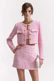 Tweed 2-Piece Long Sleeve Pink Mini Dress