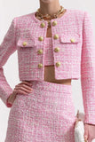 Tweed 2-Piece Long Sleeve Pink Mini Dress