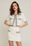 2-Piece Tight White Short Sleeve Mini Dress