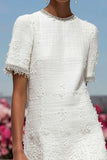 White A Line Round Neck Mini Dress