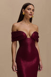 Off The Shoulder Mermaid Burgundy Holiday Dress
