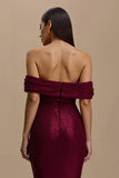 Off The Shoulder Mermaid Burgundy Holiday Dress