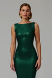 Glitter Dark Green Bateau Neck Mermaid Holiday Dress