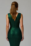Glitter Dark Green Bateau Neck Mermaid Holiday Dress