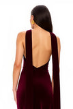 Burgundy A-Line Velvet Holiday Dress