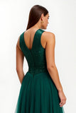 Dark Green A-Line Holiday Party Dress With Sequins
