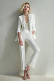 White 2-Piece Shawl Lapel Work Suits With Sequins