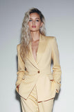 2-Piece One Button Yellow Peak Lapel Women Business Suits