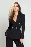 Black 2-Piece Slim Fit Women Work Suits