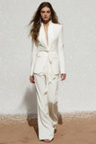 2-Piece Shawl Lapel White Women Business Casual Suits