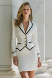 White Pencil Notched Lapel 2 Piece Mini Work Dress