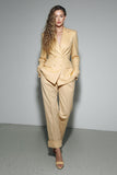 Peak Lapel Double Breasted 2 Piece Yellow Women Work Suits