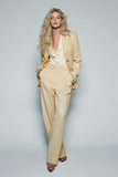 Yellow Single Breasted Peak Lapel 2 Piece Women Business Suits