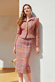 Pencil Sunset 2 Piece Single Breasted Midi Work Dress