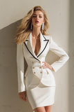 White 2 Piece Double Breasted Bodycon Mini Work Dress