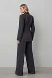 Dark Grey Double Breasted Peak Lapel 2 Piece Women Business Suits