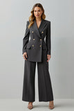 Dark Grey Double Breasted 2-Piece Work Suits