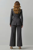 Dark Grey Double Breasted 2-Piece Work Suits