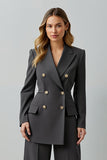 Dark Grey Double Breasted 2-Piece Work Suits