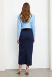 Navy Blue Peak Lapel 2-Piece Pencil Business Suits