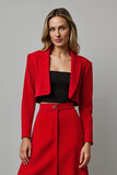 Red A-Line Peak Lapel 2-Piece Midi Work Suits