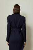 Navy Pencil Long Sleeve Midi Work Dress