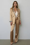 Dark Golden Beaded Peak Lapel 2 Piece Women Prom Suit