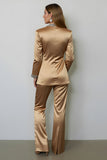 Dark Golden Beaded Peak Lapel 2 Piece Women Prom Suit