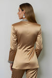 Dark Golden Beaded Peak Lapel 2 Piece Women Prom Suit
