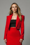 2-Piece Red Mermaid Peak Lapel Midi Skirt Suits