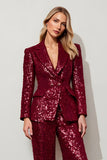 Burgundy 2 Piece Prom Suit with Sequins