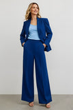 Dark Blue Peak Lapel 2 Piece Business Suit